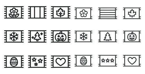 Holiday and seasonal icons set &ndash; outline, linear, festive design for celebrations