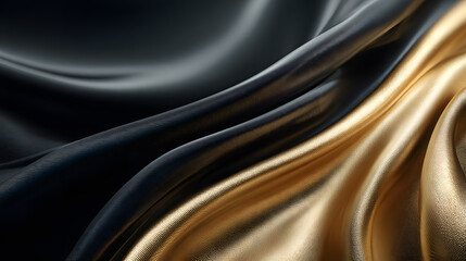 Fototapeta premium Abstract Image of a Wavy Gold Stream on a Black Background