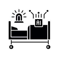 AI triage of patients black flat icon for digital and print projects.
