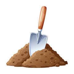 Classic Shovel in Brown Earth Pile © color