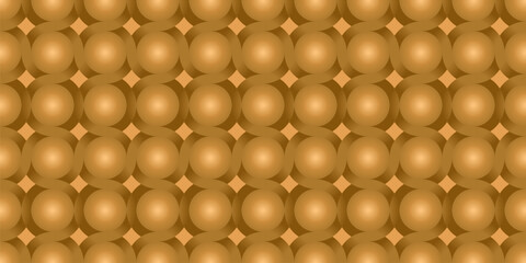 Seamless geometric pattern with circular golden shapes in a retro style. Ideal for backgrounds, wallpapers, packaging, and fabric design projects.