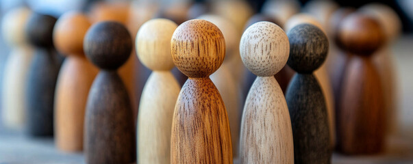 Wooden Figures Representing Diversity and Inclusion Concept