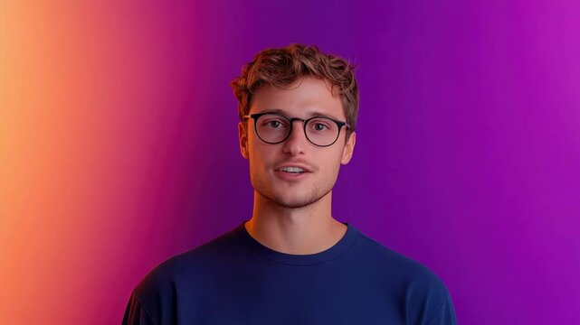 Engaging young speaker shares insights on personal growth in a vibrant backdrop