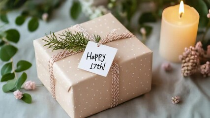 Celebratory gift for a special 17th birthday with elegant decor and warm lighting