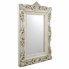 3D ornate mirror frame designed without reflection on a seamless white background for classic decor
