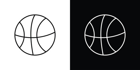 Basketball icon design. simple stroke line vector icon set