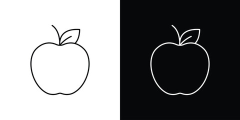Apple icon design. simple stroke line vector icon set