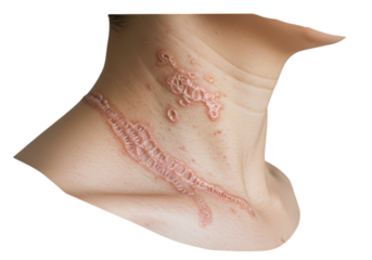 Shingles Rash on Neck isolated on transparent baackground