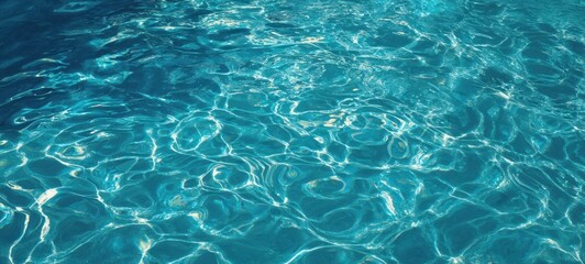 Obraz premium The shimmering surface of clear blue water with gentle ripples and reflections.