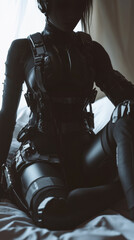 Futuristic Tactical Suit with Straps and Harness