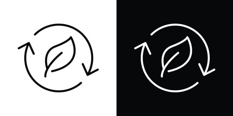 Sustainable icon design. simple stroke line vector icon set