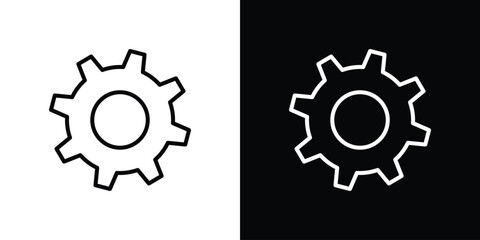 Settings gear icon design. simple stroke line vector icon set