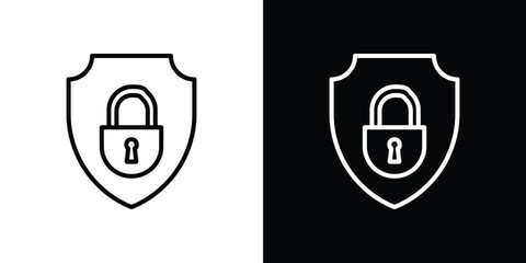 Security lock icon design. simple stroke line vector icon set