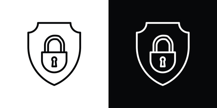 Security lock icon design. simple stroke line vector icon set