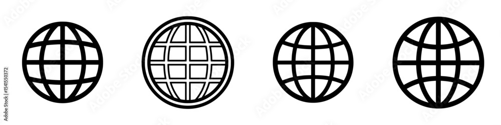 Wall mural globe line icon represents the earth as a global round circular sphere with a wire frame shape and 3
