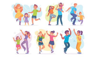 Joyful Dancing Characters Captured Within Vibrant and Colorful Illustrations for Everyone