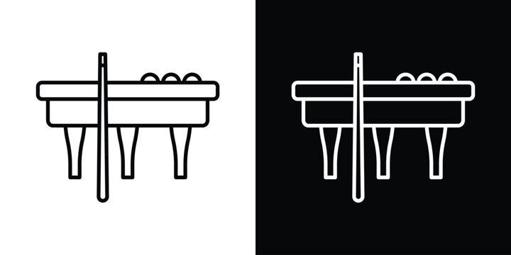 Pool table icon design. simple stroke line vector icon set