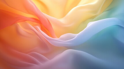 Fototapeta premium Abstract vibrant fabric folds in a spectrum of pastel colors. Soft, flowing textures