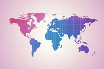 Fototapeta premium Gradient tile world map, flat design, clean vector-style illustration
