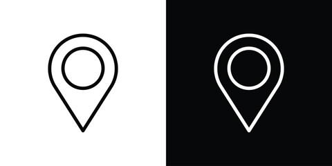 Map marker icon design. simple stroke line vector icon set