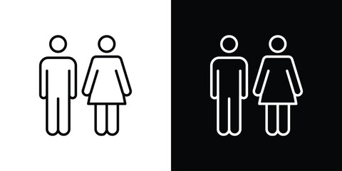 Man and woman icon design. simple stroke line vector icon set