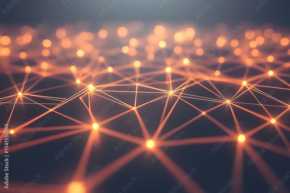 Poster abstract network connection background with glowing nodes and lines for technology design