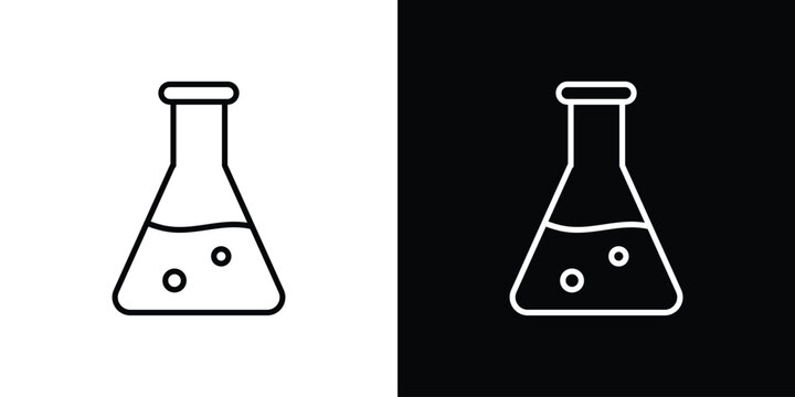 Lab flask icon design. simple stroke line vector icon set