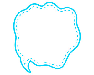 シンプルな点線付き吹き出し　柔らかい線の雲形
