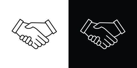 Handshake icon design. simple stroke line vector icon set