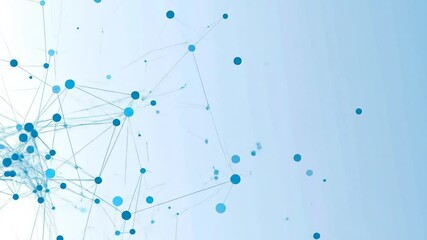 Abstract network of light-blue circles and lines on a light-blue background - Powered by Adobe