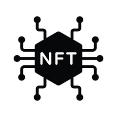 A captivating glyph icon of nft digital artwork