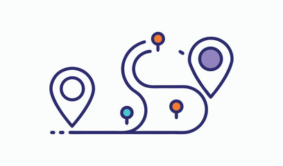 Fototapeta premium Route map navigation location pins journey
