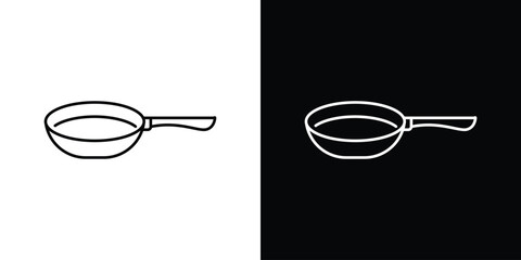 Frying pan icon design. simple stroke line vector icon set