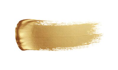 Fototapeta premium Golden paint brush stroke on black background