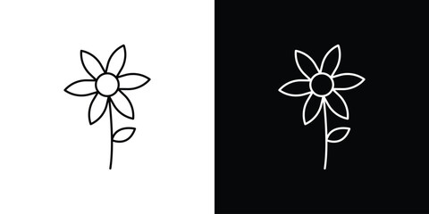Flower icon design. simple stroke line vector icon set