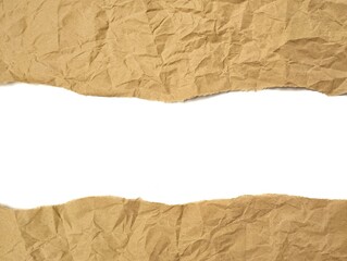 Brown ripped paper torn edges strips isolated on white background 