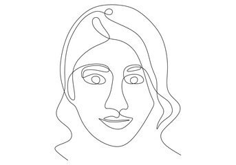 Abstract Woman Face line Art Drawing. Female Face Silhouette.
