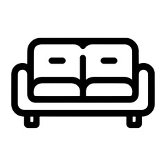 Vector Illustration of a Sofa Icon with Outline Detailing for Contemporary Interior and Furniture Themes