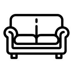 Vector Illustration of a Sofa Icon with Outline Detailing for Contemporary Interior and Furniture Themes