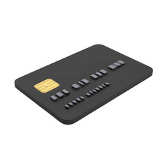 Stylish black credit card on white background for finance themes.