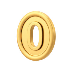 Stylish gold number zero with a modern design on a black background.