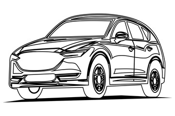 Modern SUV Car Line  Vector Art