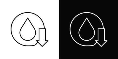 Crude oil barrel price falling down icon design. simple stroke line vector icon set