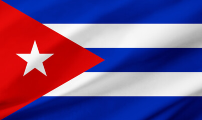 Cuba flag background with waving fabric texture