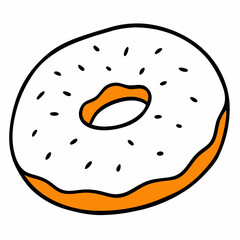 Cartoon donut with orange glaze and sprinkles