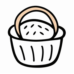 Cartoon basket of rice grains illustration