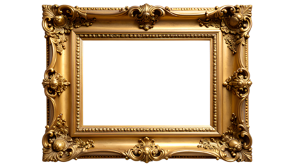  Neoclassical Gilded Carved Frame Transparent Background PNG