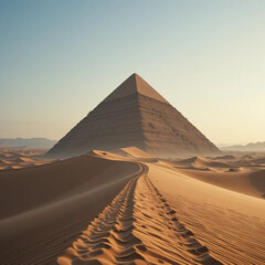 Majestic Pyramid: Desert Landscape at Sunrise .