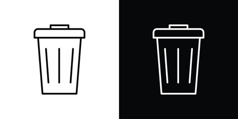 Bin icon design. simple stroke line vector icon set