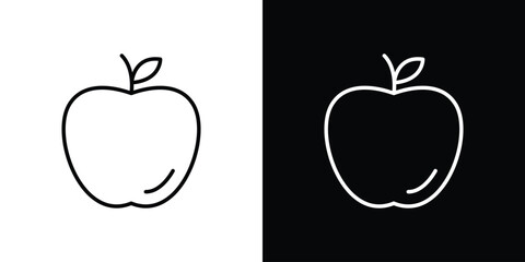 Apple icon design. simple stroke line vector icon set